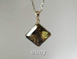 Old Solid Silver Pendant Large Natural Bicolor Smoky Quartz Stone