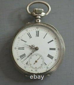 Old Solid Silver Pocket Watch with 15 Rubies 19th Century