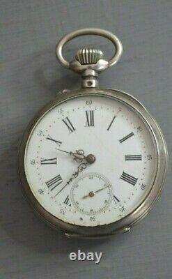 Old Solid Silver Pocket Watch with 15 Rubies 19th Century