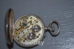 Old Solid Silver Pocket Watch with 15 Rubies 19th Century