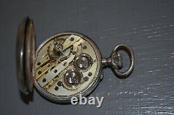 Old Solid Silver Pocket Watch with 15 Rubies 19th Century