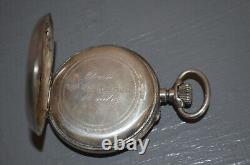 Old Solid Silver Pocket Watch with 15 Rubies 19th Century