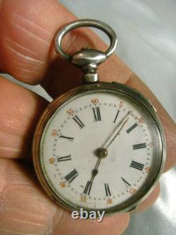 Old Solid Silver Pocket Watch with Gold Decoration Marie Pocket Watch