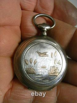 Old Solid Silver Pocket Watch with Gold Decoration Marie Pocket Watch