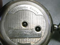 Old Solid Silver Pocket Watch with Gold Decoration Marie Pocket Watch
