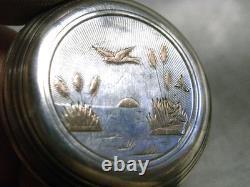 Old Solid Silver Pocket Watch with Gold Decoration Marie Pocket Watch