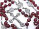 Old Solid Silver Rosary Beads And Red Garnets Art Nouveau