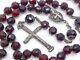 Old Solid Silver Rosary Beads And Red Garnets Xix