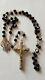 Old Solid Silver Rosary With Jet Beads