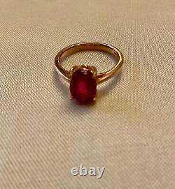 Old Solid Silver/Rose Gold Solitaire Genuine Ruby Ring Size 55