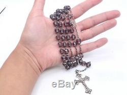 Old Sterling Silver Rosary And Amethyst Beads Art Nouveau