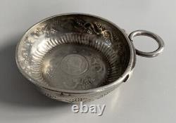 Old Tastevin In Solid Silver With Currency 1 Franc Napoleon III 1859 Snake