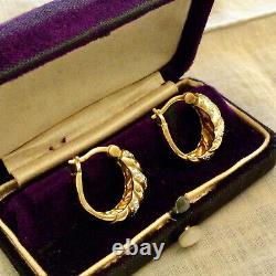 Old Vermeil Gold Earrings On Silver Massif And Diamond Real