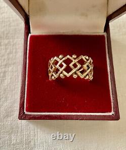 Old Vermeil Silver Ring Solid Openwork Very Beautiful Work Size 56