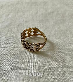 Old Vermeil Silver Ring Solid Openwork Very Beautiful Work Size 56