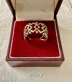 Old Vermeil Silver Ring Solid Openwork Very Beautiful Work Size 56