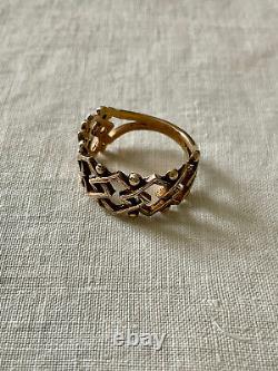 Old Vermeil Silver Ring Solid Openwork Very Beautiful Work Size 56