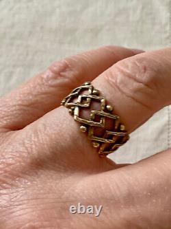 Old Vermeil Silver Ring Solid Openwork Very Beautiful Work Size 56