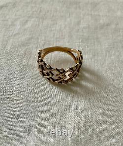 Old Vermeil Silver Ring Solid Openwork Very Beautiful Work Size 56