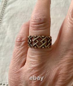 Old Vermeil Silver Ring Solid Openwork Very Beautiful Work Size 56