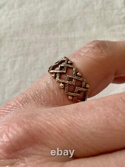 Old Vermeil Silver Ring Solid Openwork Very Beautiful Work Size 56