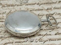 Old Watch Au Coq Silver Dial Painted Border In Geneva Kids Pocket Watch