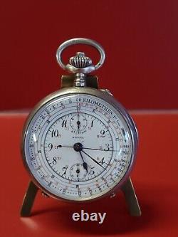 Old Watch Pocket Chronograph Aural Solid Silver Works Auricoste