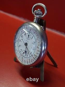 Old Watch Pocket Chronograph Aural Solid Silver Works Auricoste