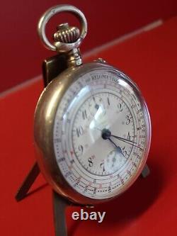 Old Watch Pocket Chronograph Aural Solid Silver Works Auricoste