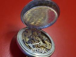Old Watch Pocket Chronograph Aural Solid Silver Works Auricoste