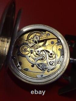 Old Watch Pocket Chronograph Aural Solid Silver Works Auricoste