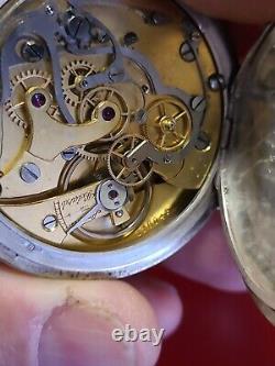 Old Watch Pocket Chronograph Aural Solid Silver Works Auricoste