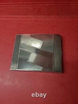 Old art deco solid silver 900 cigarette case box