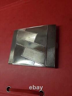 Old art deco solid silver 900 cigarette case box