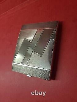 Old art deco solid silver 900 cigarette case box