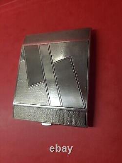 Old art deco solid silver 900 cigarette case box