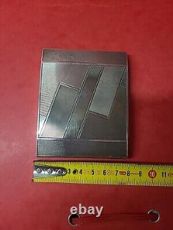 Old art deco solid silver 900 cigarette case box