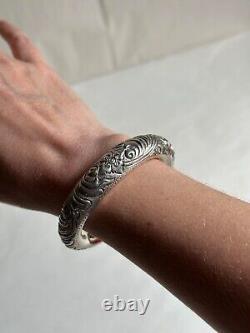 Old bangle bracelet with silver bells inside solid silver 925 hallmark