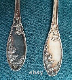 Old beautiful solid silver boarding school cutlery. Minerva hallmark