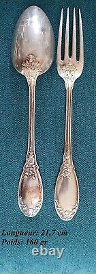 Old beautiful solid silver boarding school cutlery. Minerva hallmark