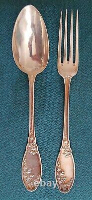 Old beautiful solid silver boarding school cutlery. Minerva hallmark