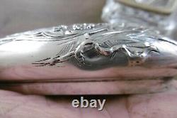 Old crystal candy box with solid silver Baccarat and Art Nouveau Minerva