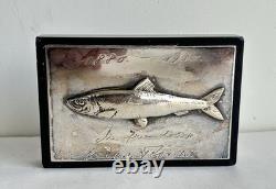 Old fishing trophy sculpture fish solid silver 800