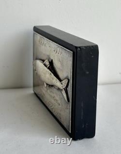 Old fishing trophy sculpture fish solid silver 800
