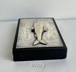 Old fishing trophy sculpture fish solid silver 800