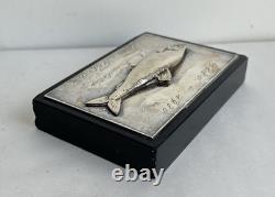Old fishing trophy sculpture fish solid silver 800