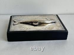 Old fishing trophy sculpture fish solid silver 800