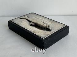 Old fishing trophy sculpture fish solid silver 800
