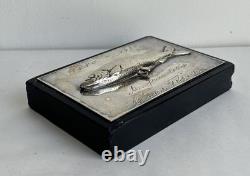 Old fishing trophy sculpture fish solid silver 800