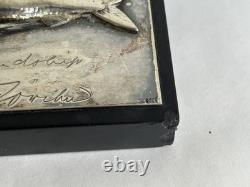 Old fishing trophy sculpture fish solid silver 800